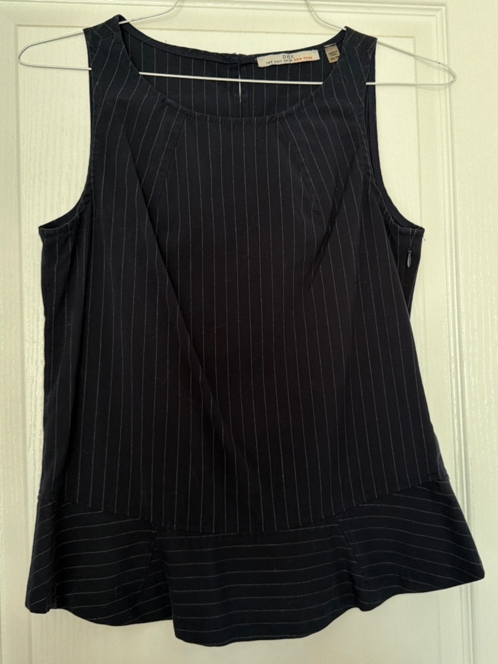 DEX Sleeveless Pinstripe Top | Size S | Black | Workwear